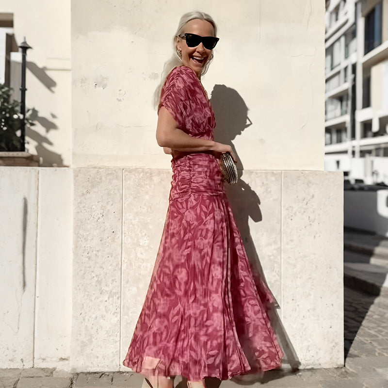 🌸 Vestido con Escote en V y Estampado Floral para Mujer – Ligero, Elegante y Perfecto para el Verano ✨👗
