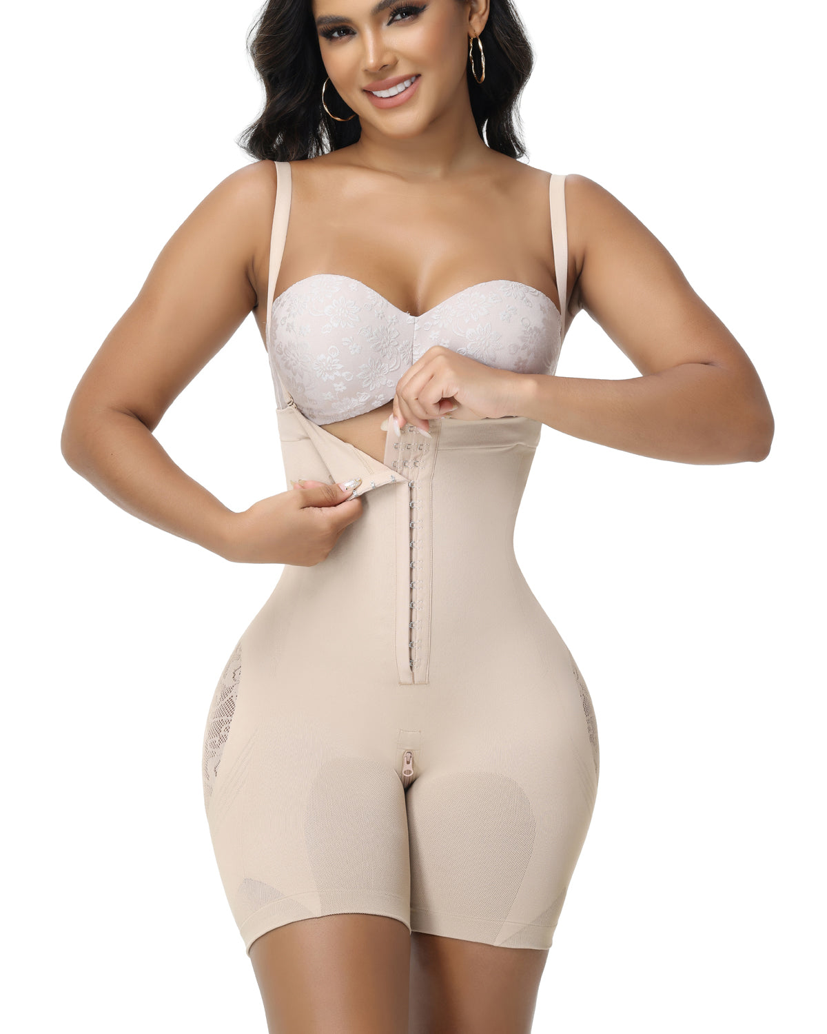 Shapshe® Fajas Colombianas de Control Firme para Mujer, Levantamiento de Cadera con Corte en Forma de Flor