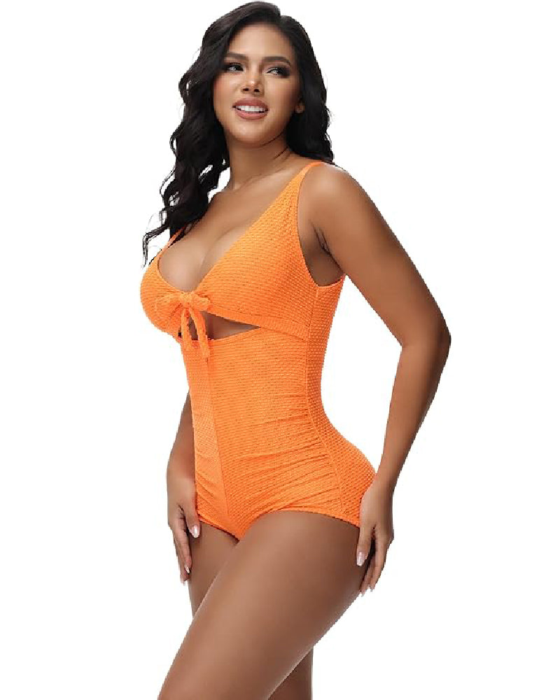 Shapshe® Traje de Baño Femenino con Control de Abdomen, Recorte, Nudo Frontal y Push Up Moldeador