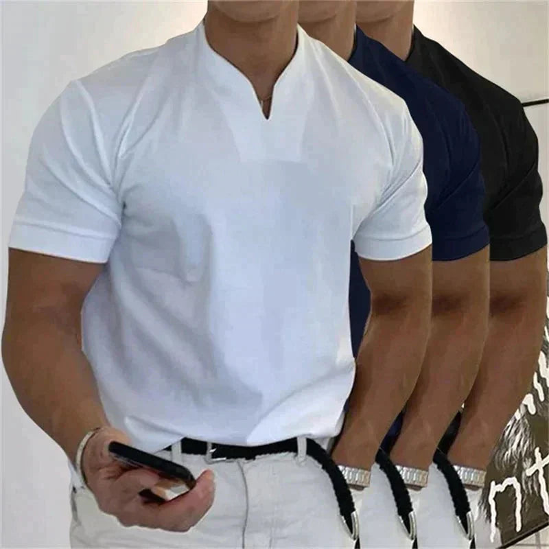 👕 Camiseta Holgada de Hombre 2026 – Cuello en V, Manga Corta, Estilo Verano Fresco y Moderno ☀️✨