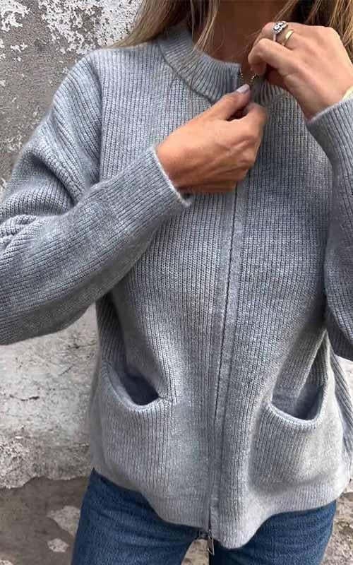 🧥 Chaqueta de Punto para Mujer – Casual y Versátil con Bolsillos 🌟 Perfecta para Otoño e Invierno ❄️🍂