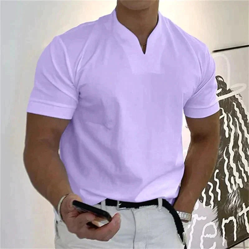 👕 Camiseta Holgada de Hombre 2026 – Cuello en V, Manga Corta, Estilo Verano Fresco y Moderno ☀️✨