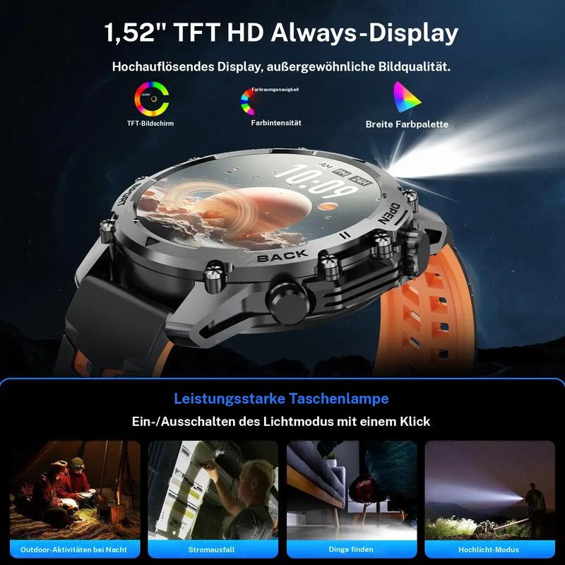 🔥 50% DE DESCUENTO 🔥 Smartwatch HD 1.52" para Hombres – Llamadas, Control de Música, Modos Deportivos Múltiples, Resistente al Agua IP68 y Batería de Larga Duración ⌚💪