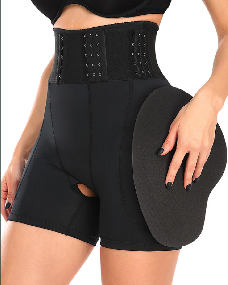 Shorts moldeadores de cintura alta con cinturón ajustable de 9 filas y almohadillas de esponja