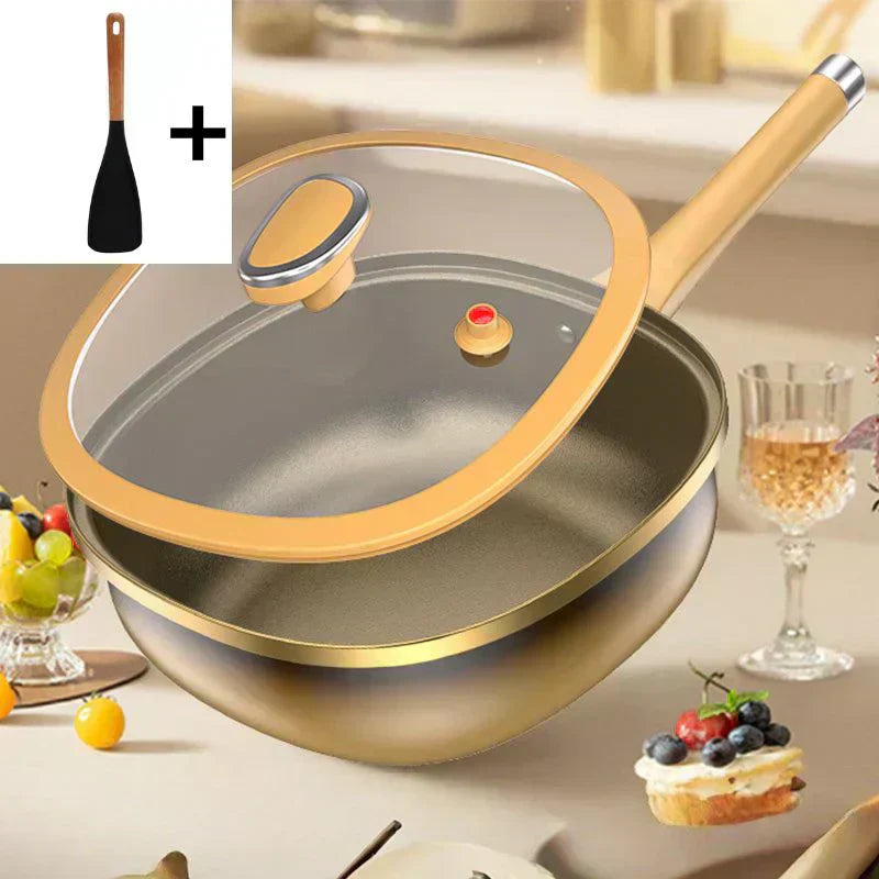 🍳✨ Olla de Aleación de Titanio de 12 Pulgadas – Antiadherente Natural, Libre de Tóxicos, con Tapa Hermética y Apta para Lavavajillas 🔥🍴