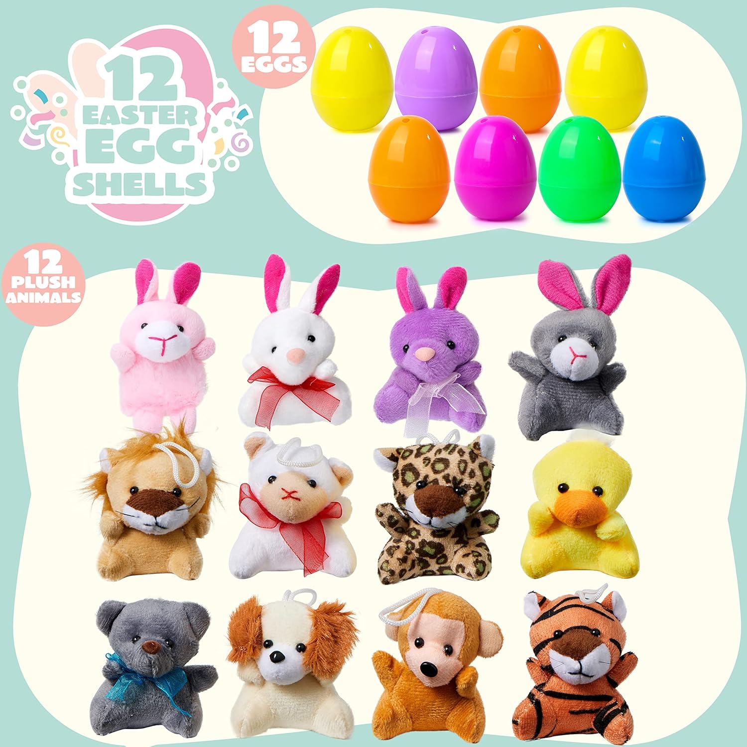 🐣 Huevos de Pascua Pre-rellenados con Animales de Peluche – Diversión y Sorpresa para Niños ✨🧸