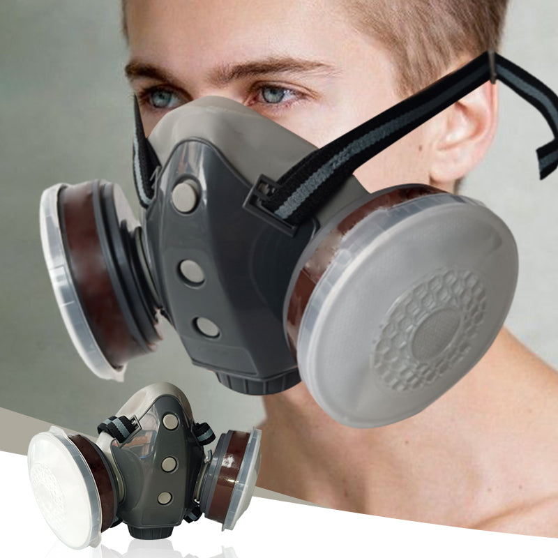 🛡️ Máscara de Seguridad con 2 Filtros de Carbón y Sello EPDM – Protección Contra Gases, Anti-Fugas y Doble Función para Industrias ⚡🔄