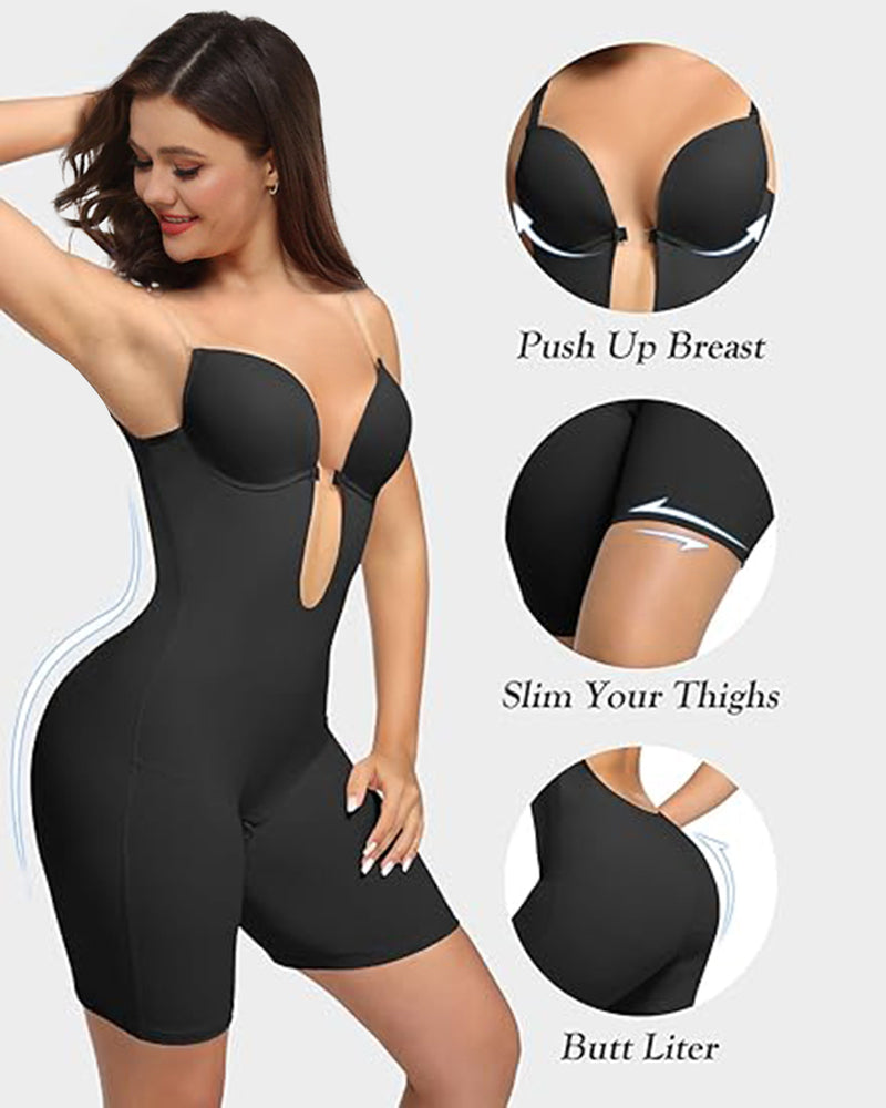 Shapshe® Body Moldeador Sin Mangas con Control Abdomen, Escote en U y Sostén Incorporado