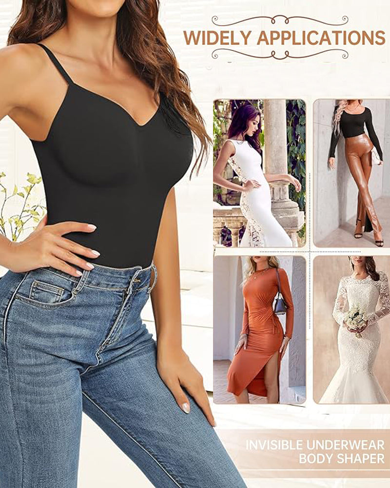 Top Body Shaper tipo Tank con Control de Abdomen, Sin Costuras, Cuello Redondo y Tanga