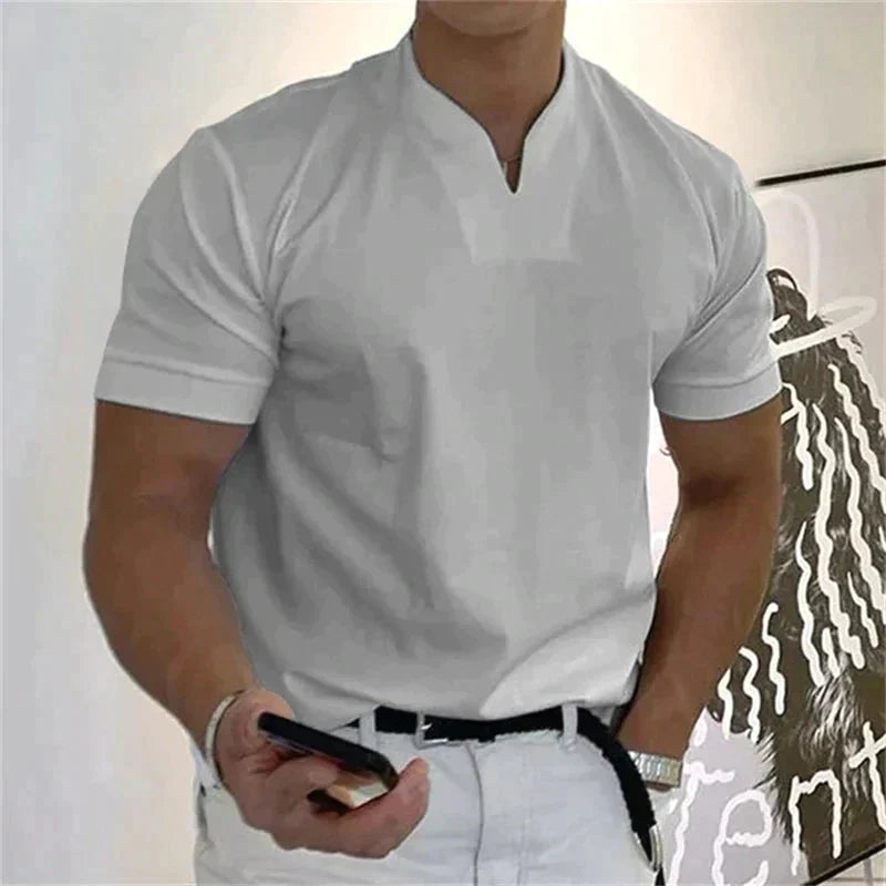 👕 Camiseta Holgada de Hombre 2026 – Cuello en V, Manga Corta, Estilo Verano Fresco y Moderno ☀️✨