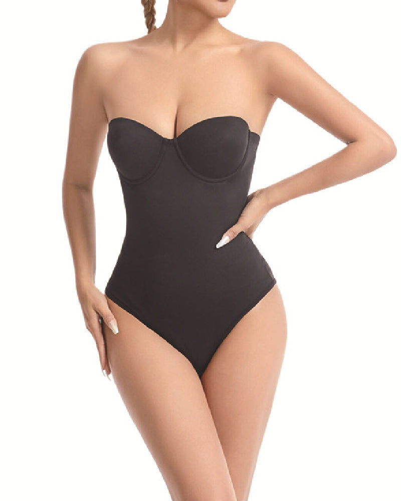 Body de Mujer Sin Tirantes con Sostén Incorporado y Control de Abdomen en Forma de X
