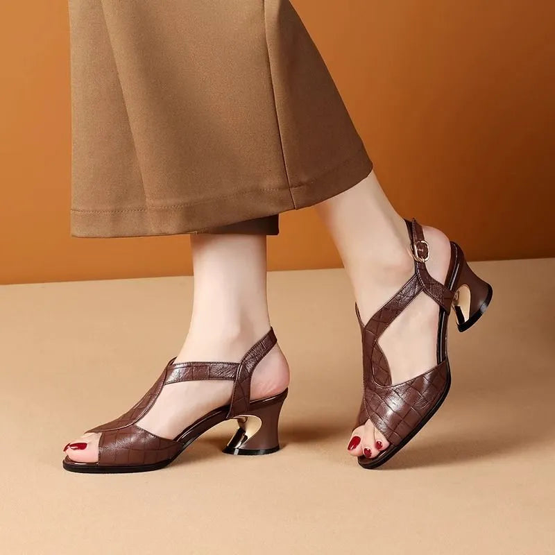 Tacones Altos Cuero Suave Aura Selene Camino, Máximo Confort y Estilo Todo el Día