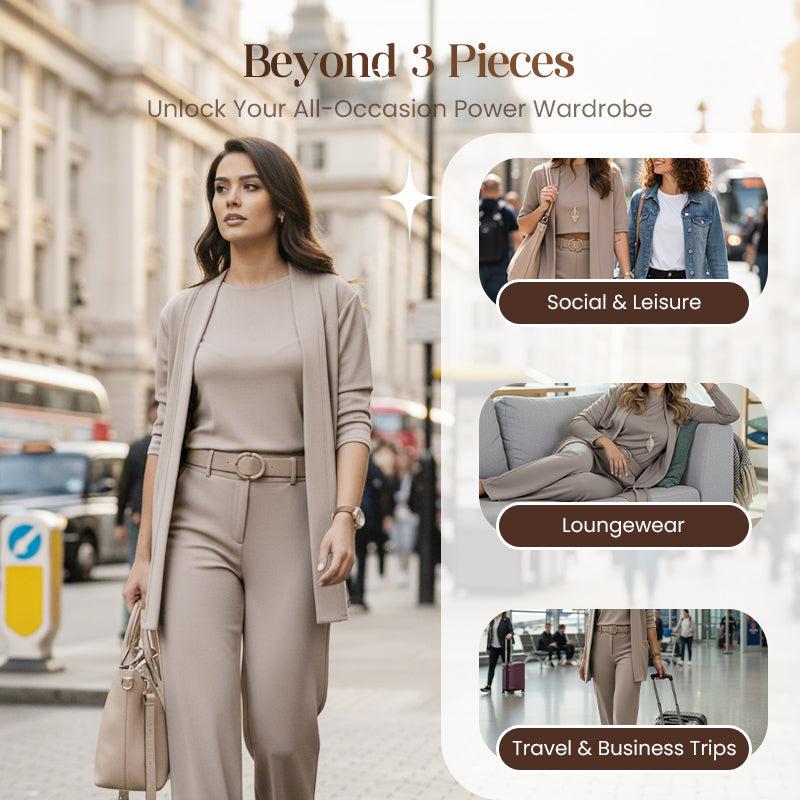 🔥 Conjunto Elegante de 3 Piezas – Cardigan Largo, Top y Pantalón para Estilo y Comodidad Todo el Día 💞✨