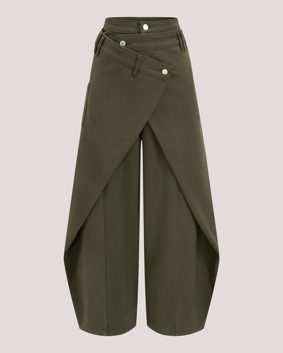 Jeans de pierna ancha con cintura alta y frente cruzado