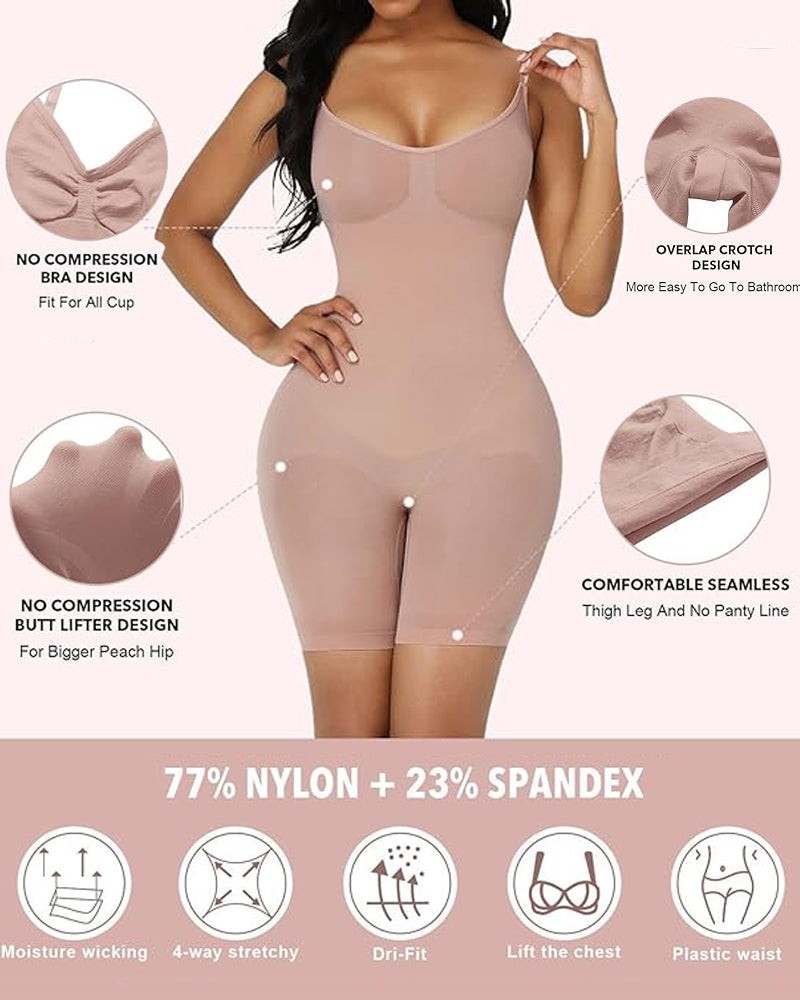 Body moldeador sin costuras de soporte ligero, control de abdomen y adelgazante de muslos
