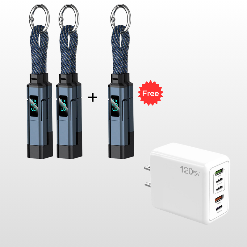 🔌⚡ ¡OFERTA 50% OFF! Cable de Llavero 4 en 1 – Carga Rápida y Siempre Contigo