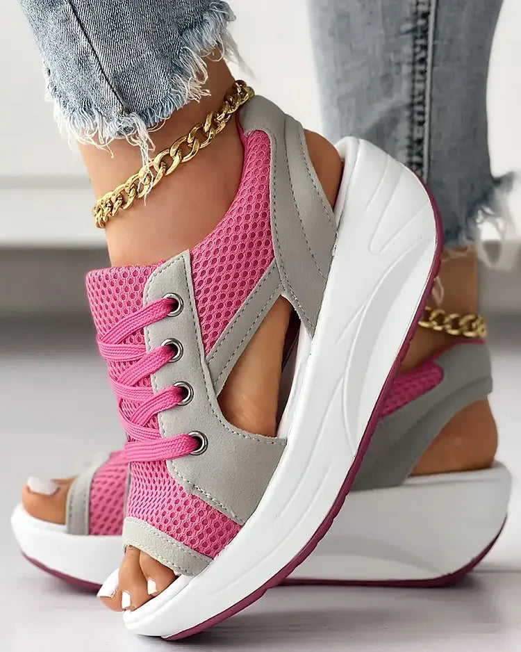 ✨SANDALIAS MUFFIN CON CORDONES Y ABERTURAS CON PANELES EN CONTRASTE✨