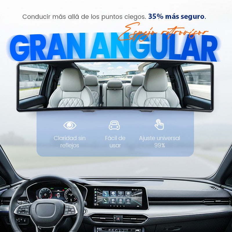 Espejo retrovisor curvado amplio para coche