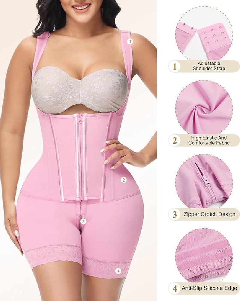 Shapshe® Faja de Alta Compresión con Cremallera Frontal hasta Media Muslo