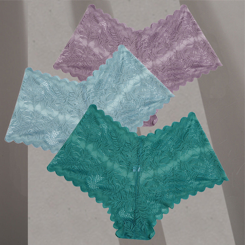 Ropa Interior Sexy de Encaje Floral, Panties de Talle Bajo Talla Plus