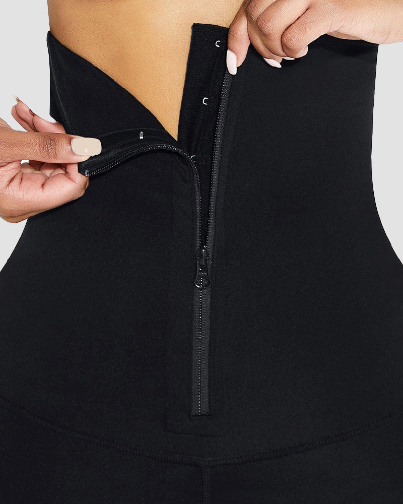 Leggings de Cintura Alta 2 en 1 con Cierre, Ajuste Slim y Control de Abdomen para Gimnasio