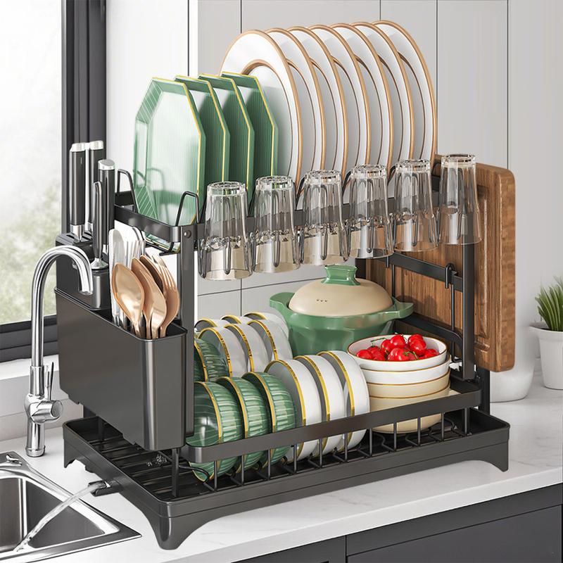 🍽️ Escurridor de Platos de 2 Niveles – Organizador de Cocina con Rejilla de Drenaje, Práctico y Funcional ✨🏠