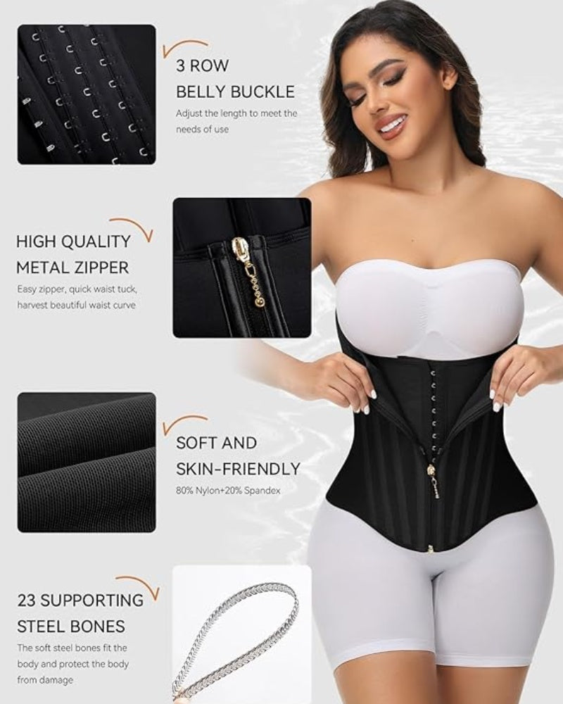 Shapshe® Corset Cinturilla Curvada con Ballenas, Alta Compresión para Cintura Pequeña