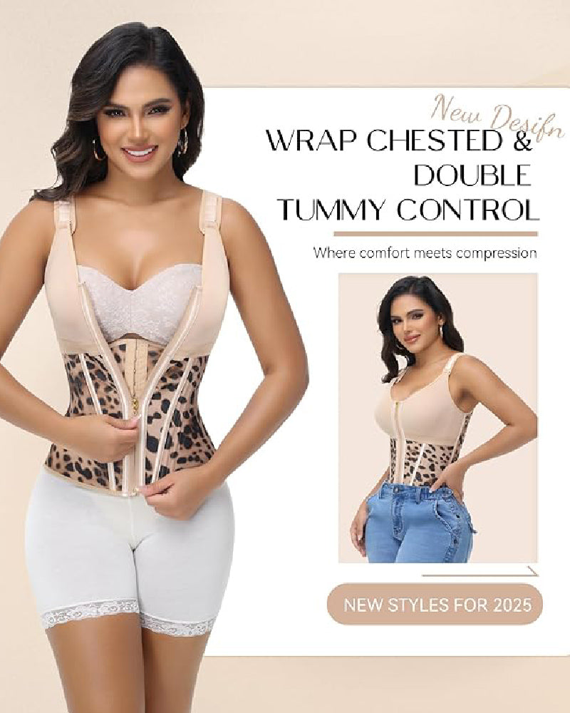 Chaleco de Leopardo para Mujer con Control de Abdomen y Cinturilla Moldeadora con Sostén