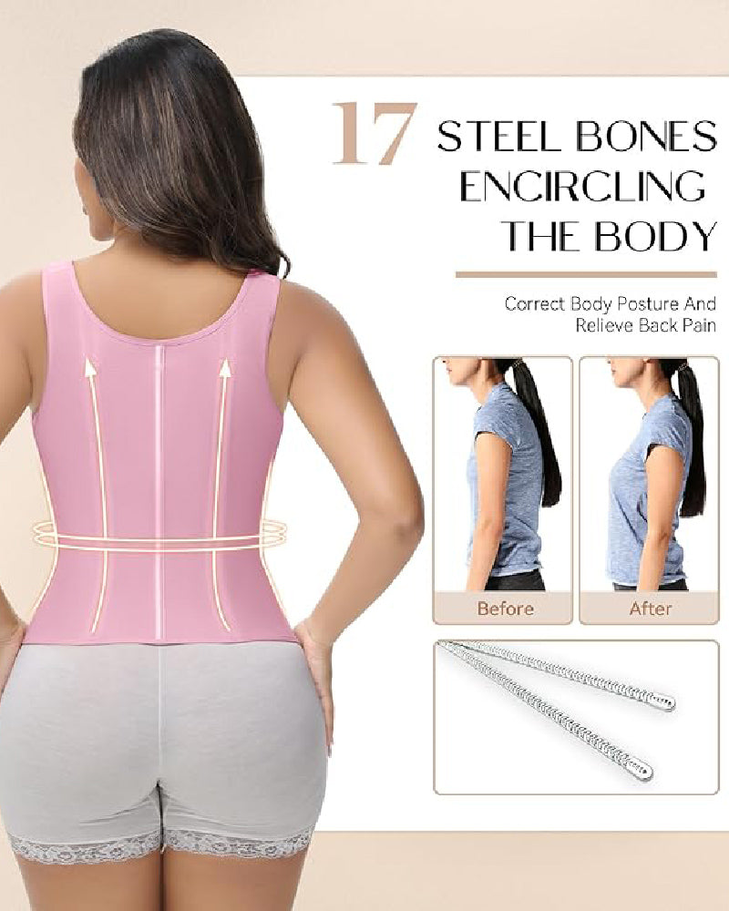 Shapshe® Corsé de Látex con Varillas para Mujer, Cierre de Cremallera, Moldeador de Abdomen con Sujetador