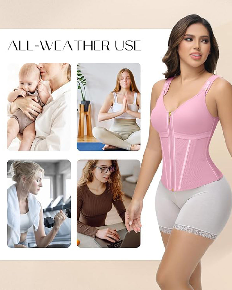 Shapshe® Corsé de Látex con Varillas para Mujer, Cierre de Cremallera, Moldeador de Abdomen con Sujetador