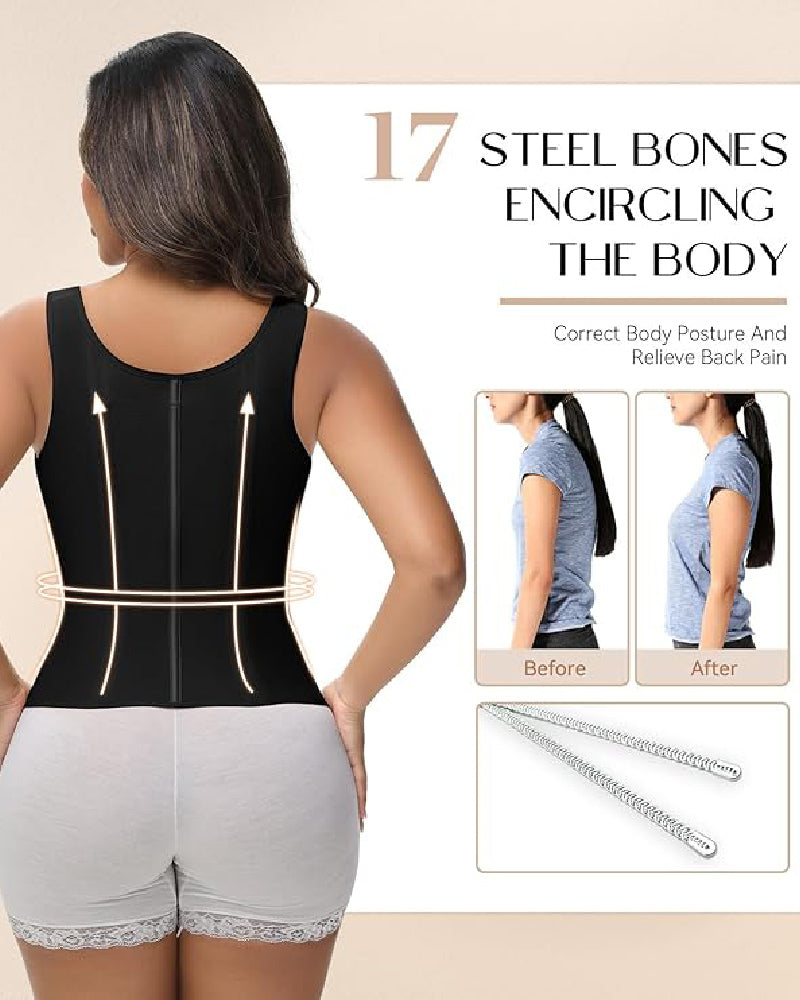 Shapshe® Corsé de Látex con Varillas para Mujer, Cierre de Cremallera, Moldeador de Abdomen con Sujetador