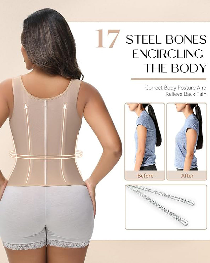 Shapshe® Corsé de Látex con Varillas para Mujer, Cierre de Cremallera, Moldeador de Abdomen con Sujetador