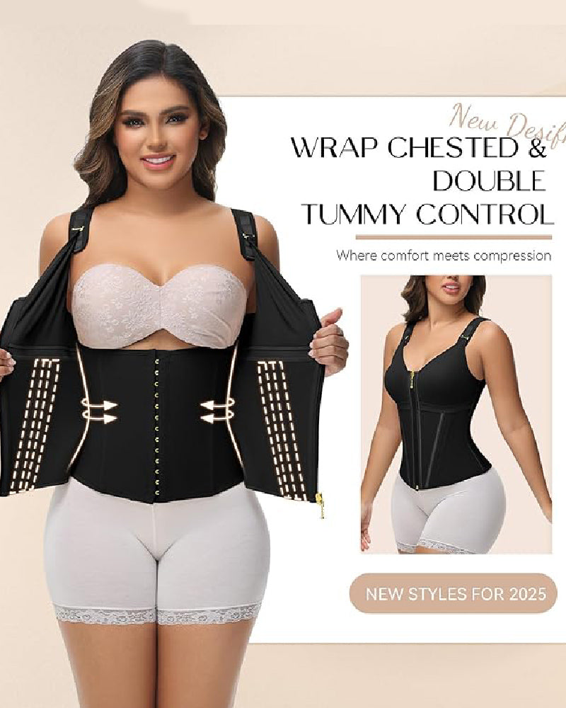 Shapshe® Fajas Colombianas Trainer de Cintura con Cremallera Frontal, Varillas de Acero y Control de Abdomen