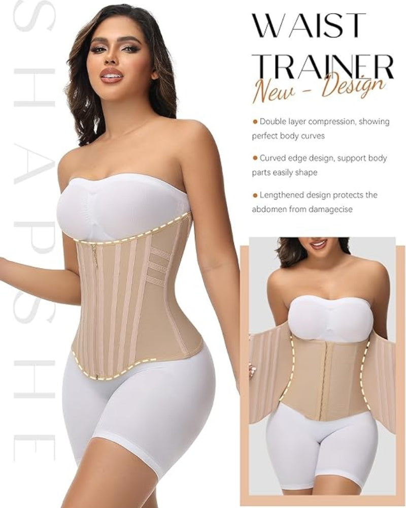 Shapshe® Corset Cinturilla Curvada con Ballenas, Alta Compresión para Cintura Pequeña