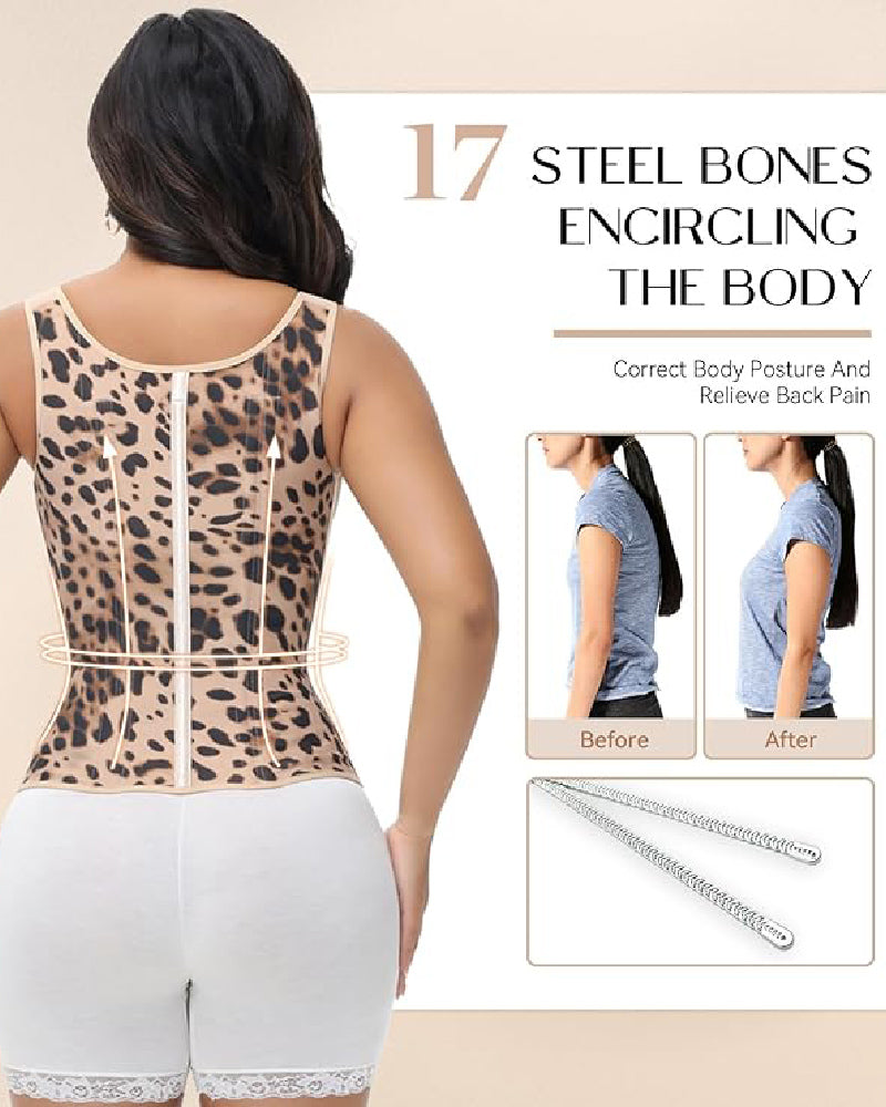 Chaleco de Leopardo para Mujer con Control de Abdomen y Cinturilla Moldeadora con Sostén