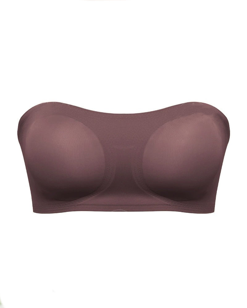 Sostén Bandeau Push-Up Cómodo Sin Tirantes con Silicona Antideslizante y Hebilla Cruzada Lateral