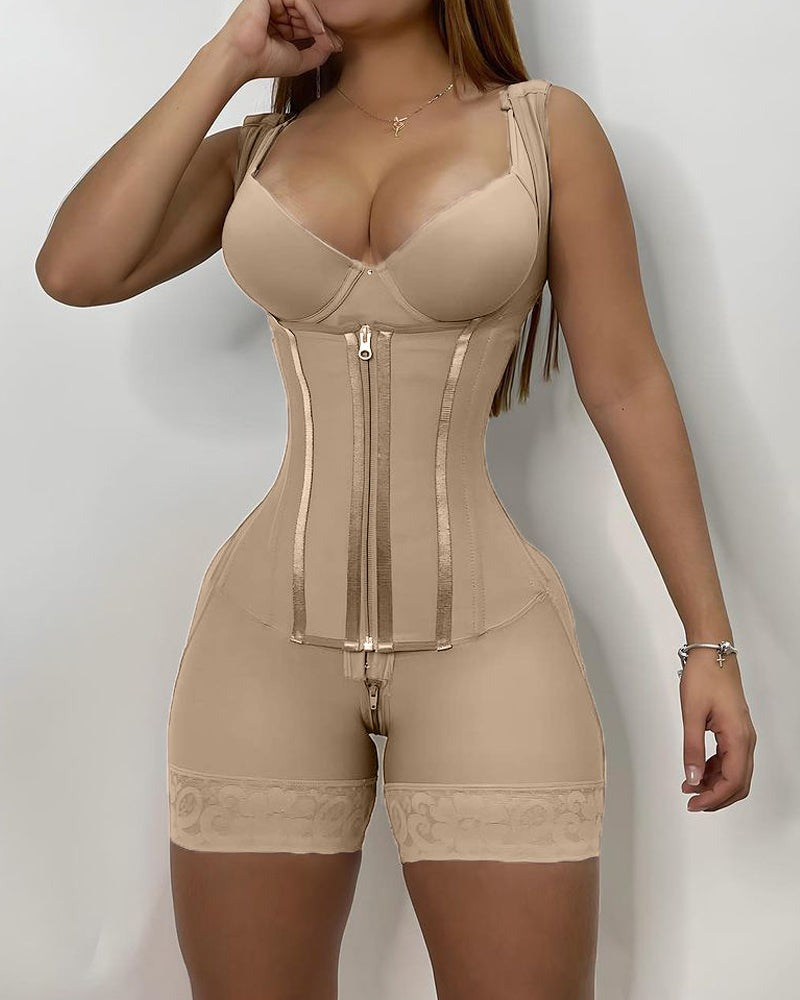 Shapshe® Faja de Alta Compresión con Cremallera Frontal hasta Media Muslo