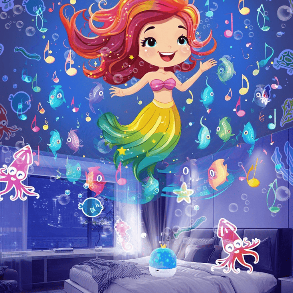 🌙 Proyector Nocturno Infantil – 15 Películas, Luz Suave y Carga por USB, Perfecto para Dormir o Jugar 🎥✨