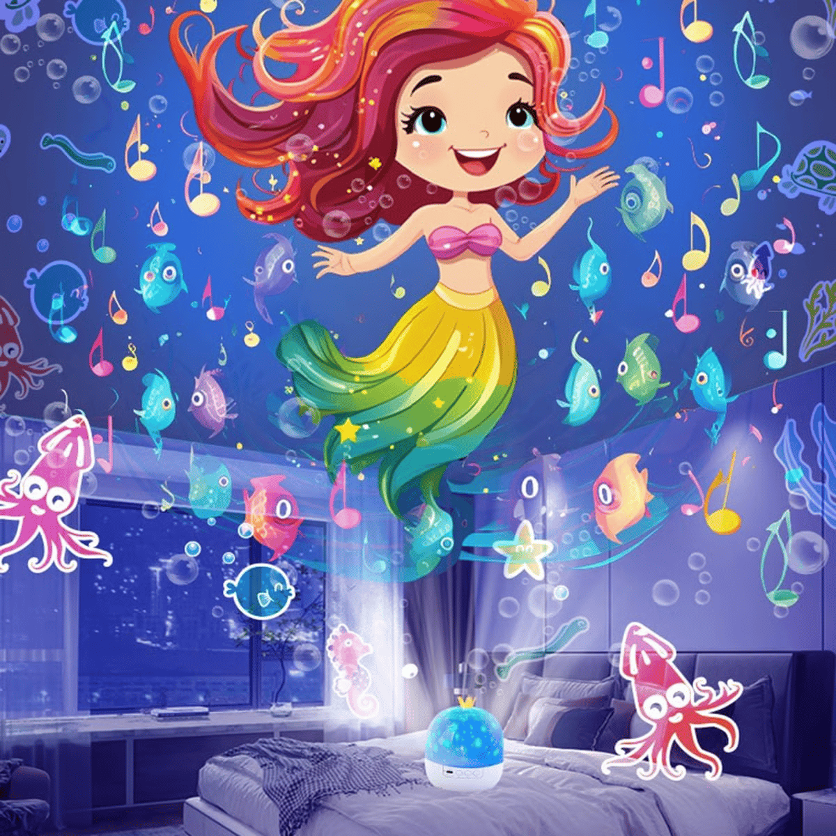 🌙 Proyector Nocturno Infantil – 15 Películas, Luz Suave y Carga por USB, Perfecto para Dormir o Jugar 🎥✨