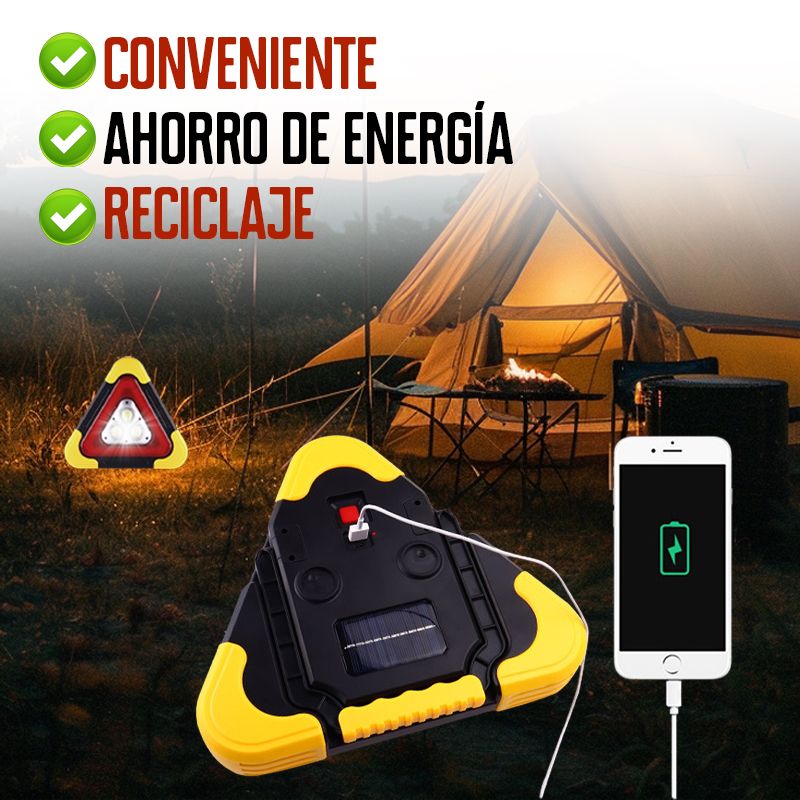 🚨 Luz Solar de Emergencia Triangular 2 en 1 – Advertencia y Seguridad en la Carretera 🛣️⚡