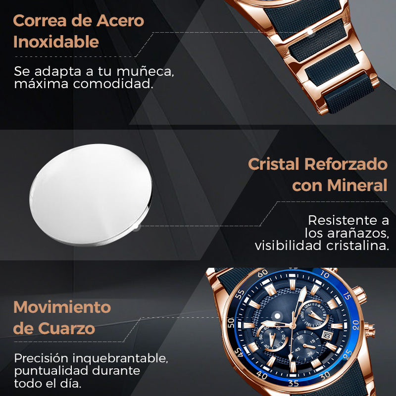 💎 Reloj de Cuarzo Multifuncional para Hombre – Resistente al Agua y Estilo Elegante Todo el Día ⌚✨