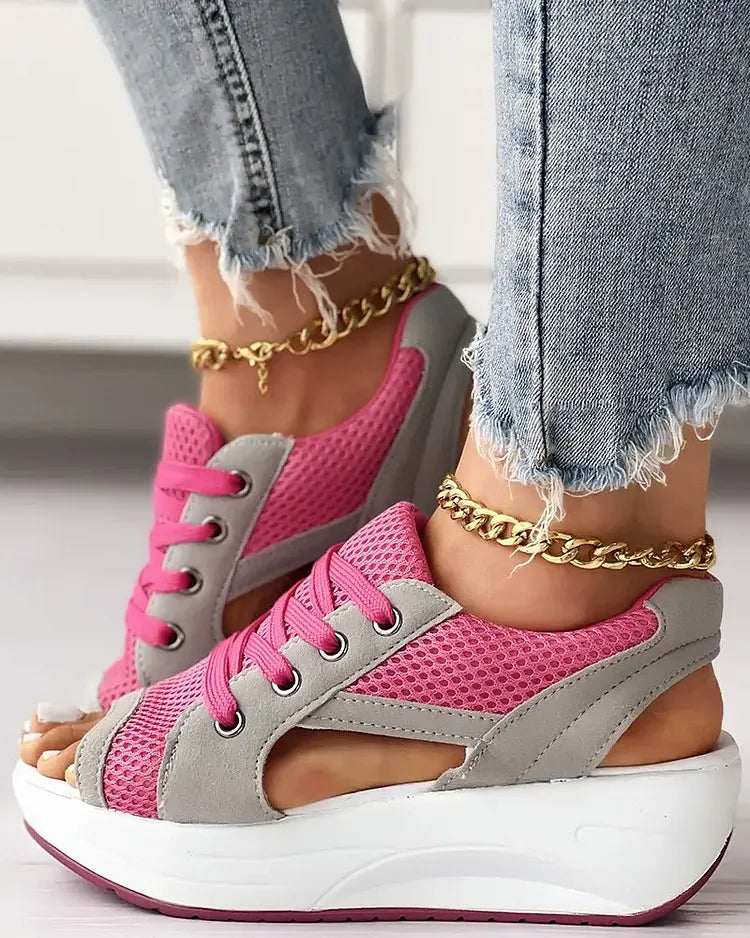 ✨SANDALIAS MUFFIN CON CORDONES Y ABERTURAS CON PANELES EN CONTRASTE✨