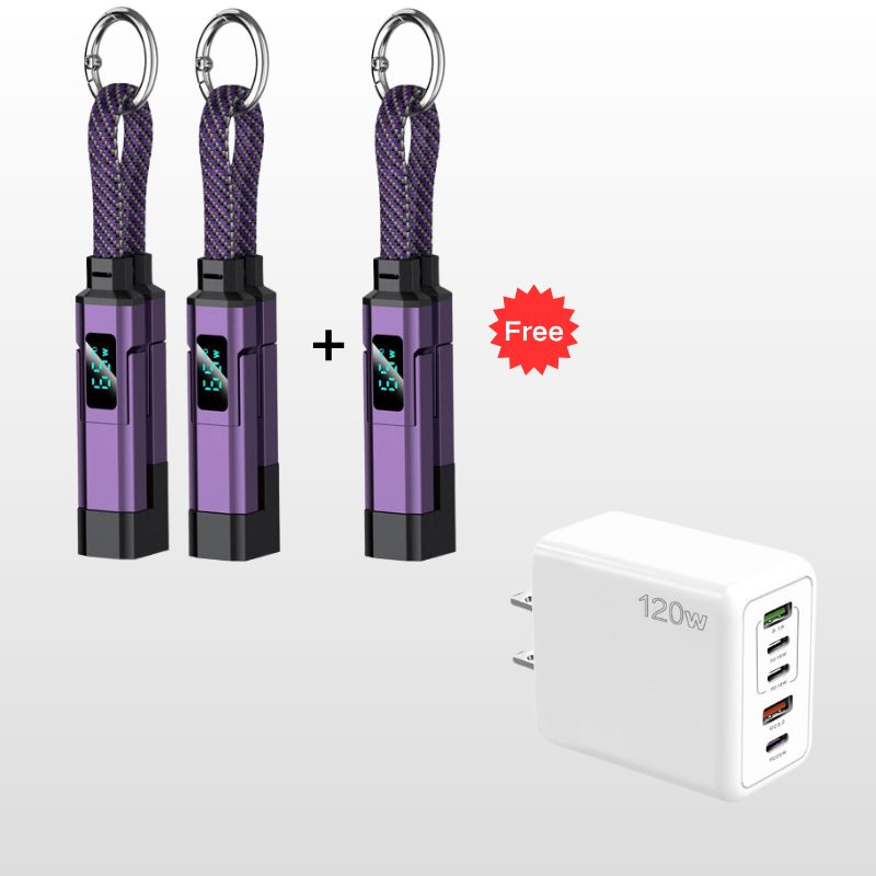 🔌⚡ ¡OFERTA 50% OFF! Cable de Llavero 4 en 1 – Carga Rápida y Siempre Contigo