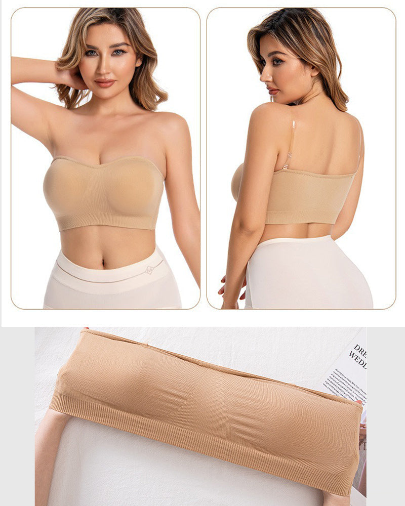 Sostén Push Up Sin Tirantes para Mujer, Sin Aro, Tipo Tubo Sin Costuras
