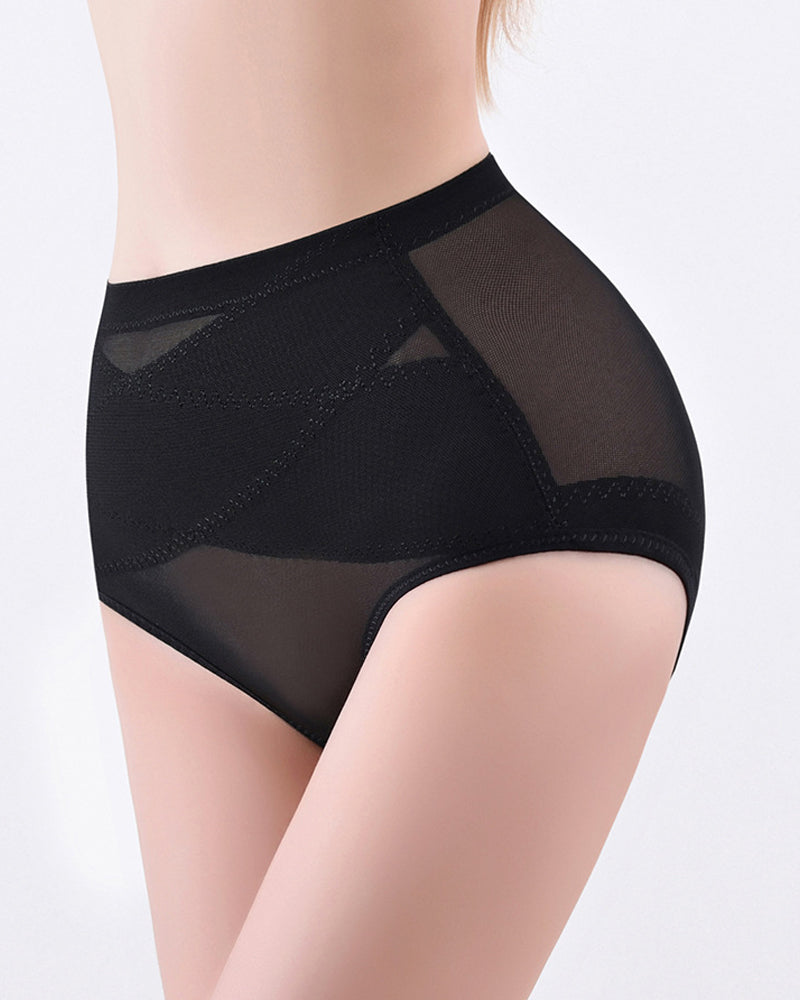 Ropa interior moldeadora de compresión cruzada de talle medio con malla y control de abdomen