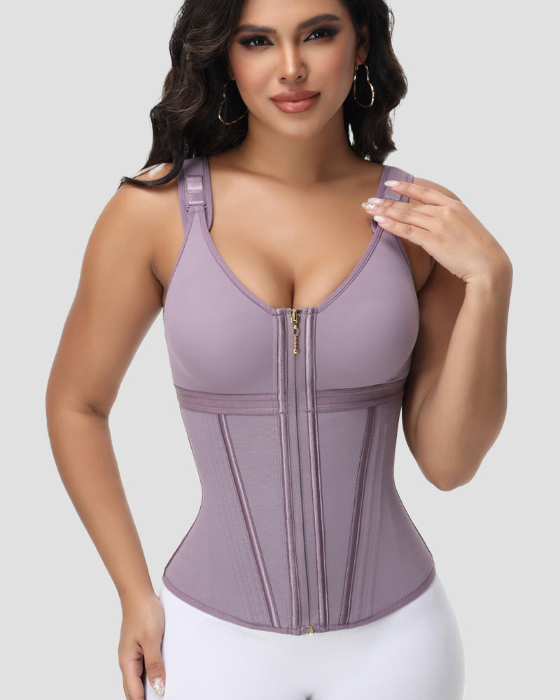 Shapshe® Corsé de Látex con Varillas para Mujer, Cierre de Cremallera, Moldeador de Abdomen con Sujetador