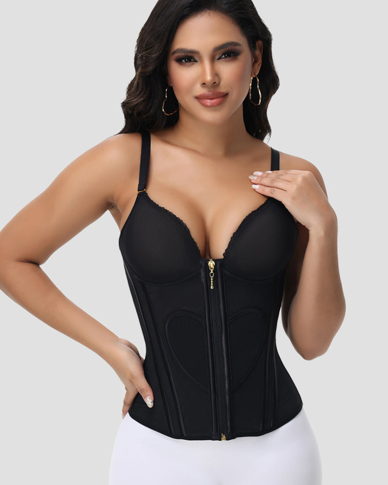 Shapshe® Fajas Colombianas Corset Top con Cremallera Entrenador de Cintura Love Pattern