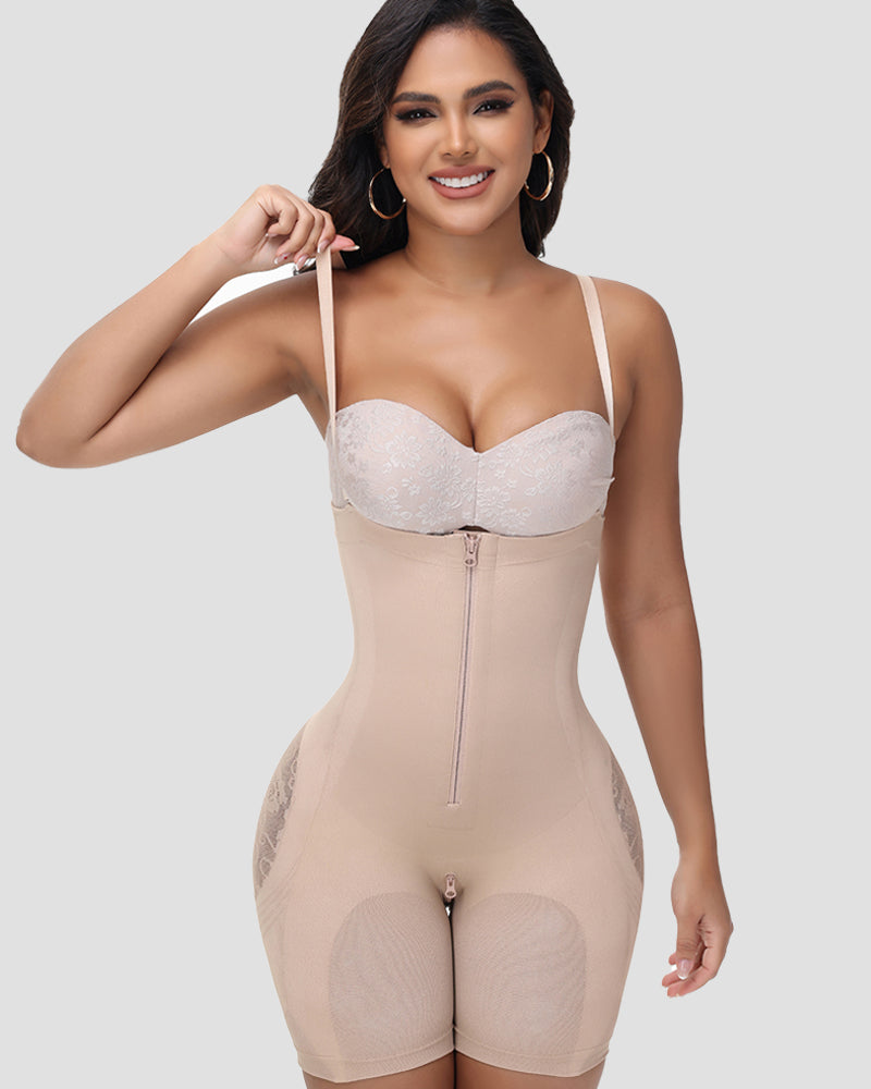 Shapshe® Shorts Moldeadores de Cintura Alta con Malla para Cadera y Cierre de Cremallera para Mujer