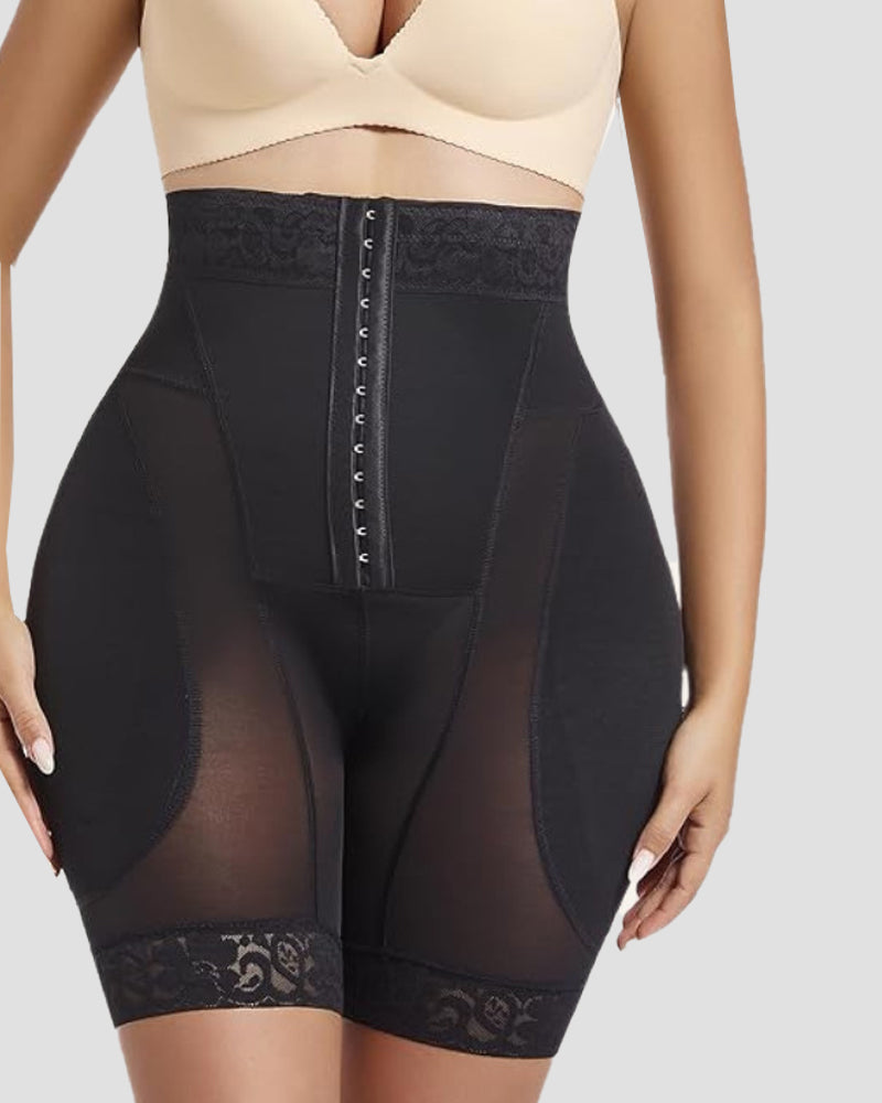 Shorts moldeadores de cintura alta y levantamiento de cadera de 4 filas con botones y almohadillas removibles