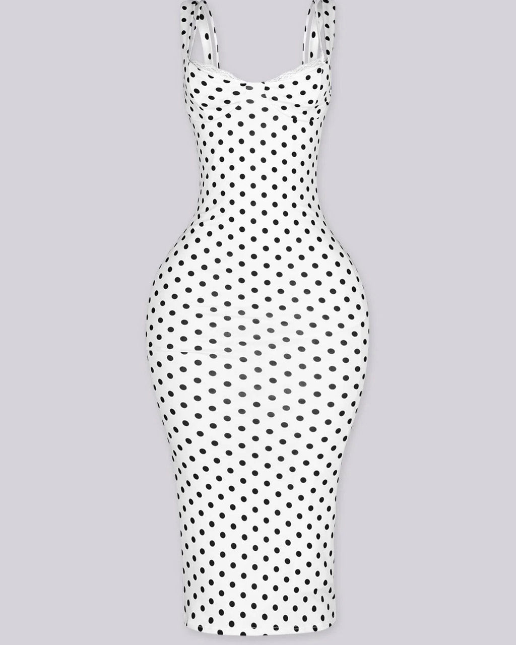 Vestido Maxi Clásico de Lunares para Mujer, Ajustado, Elástico y Sexy